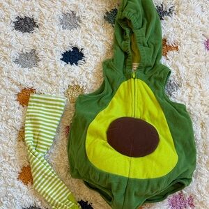 Baby Green Avocado Costume with Striped Leggings - Size 6-9m